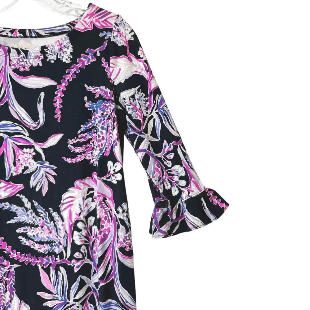 Lilly Pulitzer Girls Size 12-14 Mini Sophie Ruffle Dress Onyx Wild Tropical XL